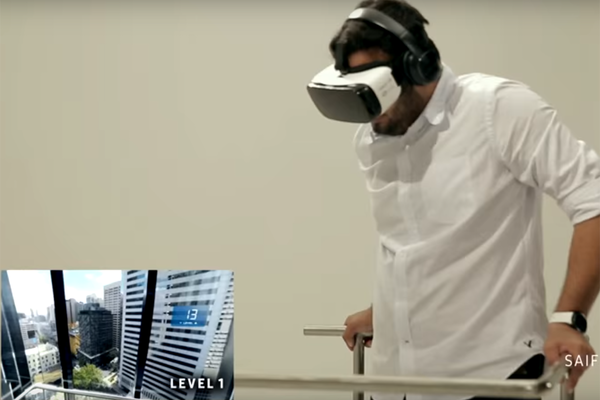 VR user with acrophobia